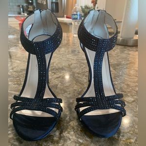 Caparros Womens Maddy Open Toe Special Occasion Ankle Strap, Navy